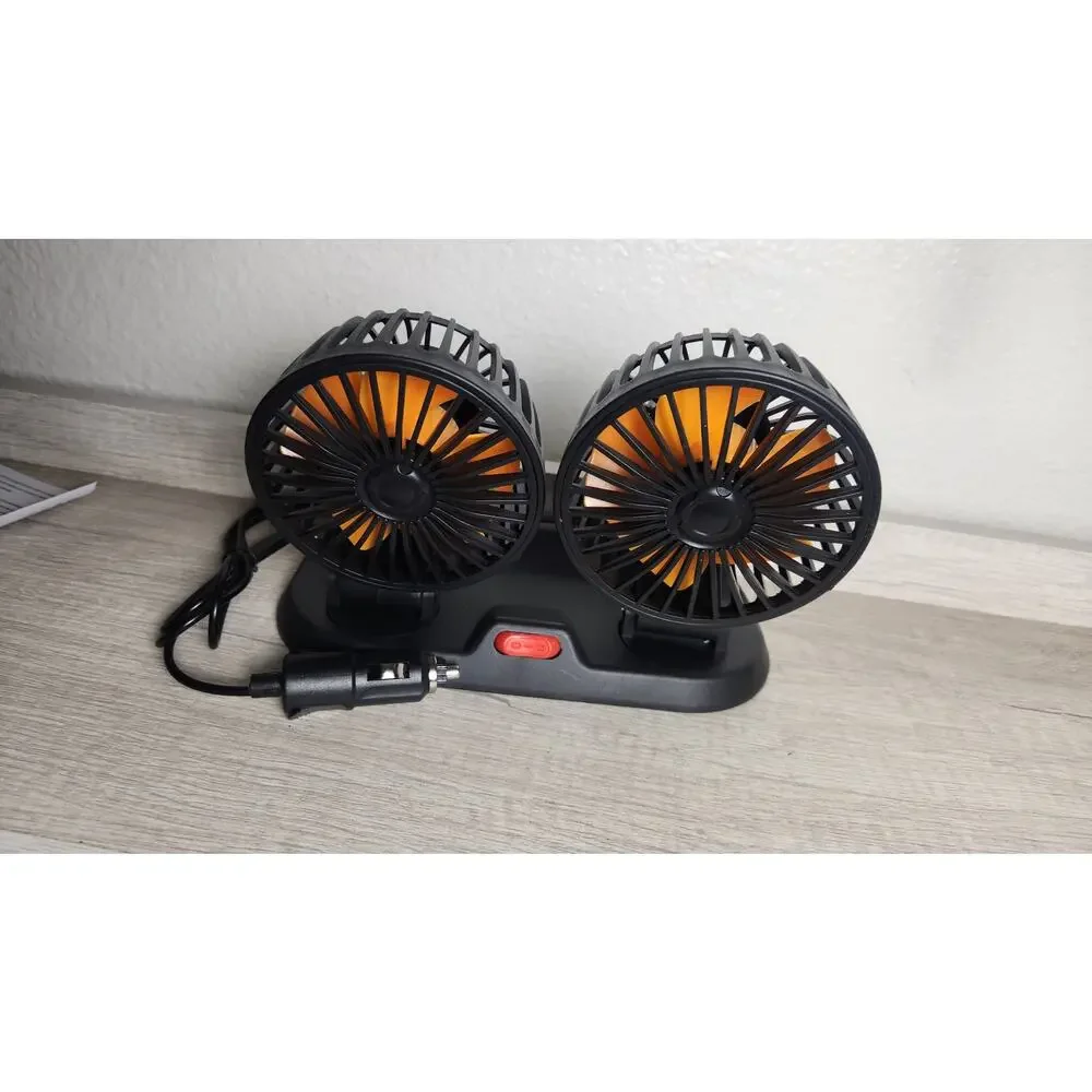 For Car Vehicle Truck 12V‎ 360° Rotatable Dual Head Fan Cooler Air Fan Portable
